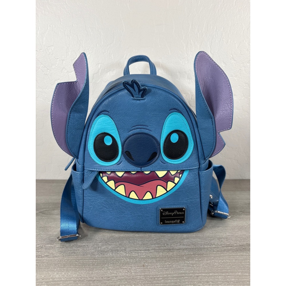 Disney Parks Lilo And Stitch Loungefly Stitch Face Blue Backpack Bag